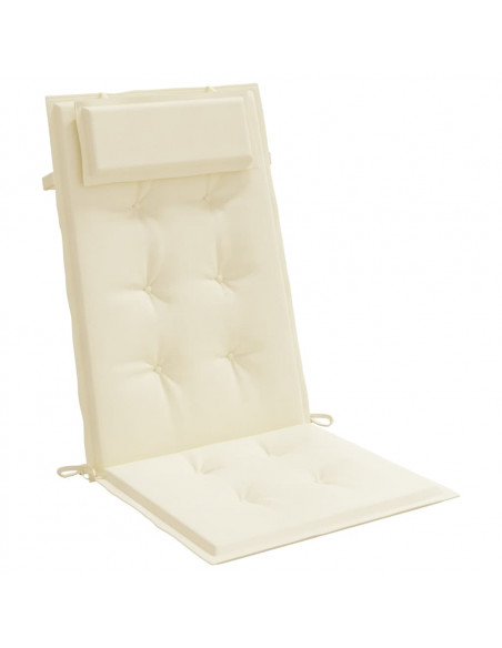 Cuscini per Sedia con Schienale Alto 4 pz Crema Tessuto Oxford