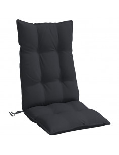 Cuscini per Sedia con Schienale Alto 4pz Nero in Tessuto Oxford