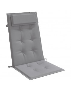 Cuscini per Sedia Schienale Alto 4 pz Grigio Tessuto Oxford