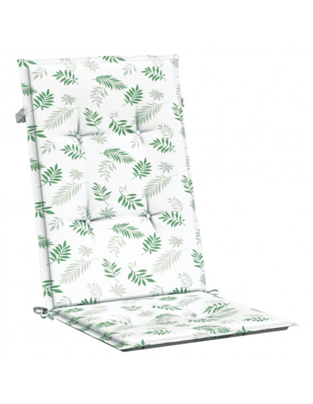 Cuscini per Sedia Schienale Alto 4 pz Motivo Foglie in Tessuto