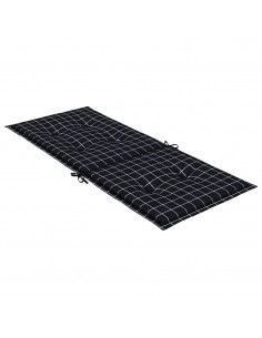 Cuscini per Sedia Schienale Alto 4 pz Neri a Quadri in Tessuto