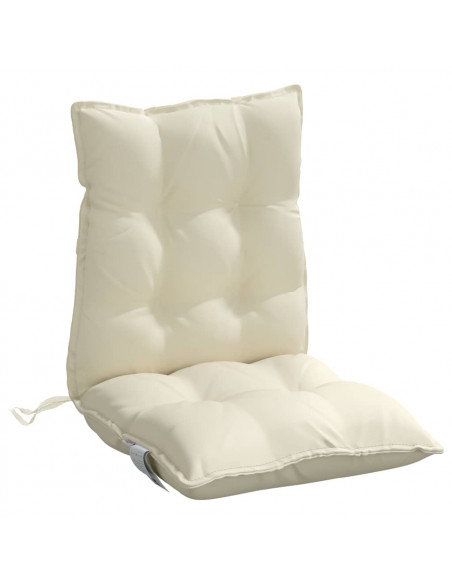 Cuscini per Sedia Schienale Basso 2 pz Crema in Tessuto Oxford