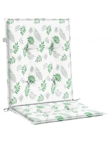 Cuscini per Sedia Schienale Basso 2 pz Motivo Foglie in Tessuto