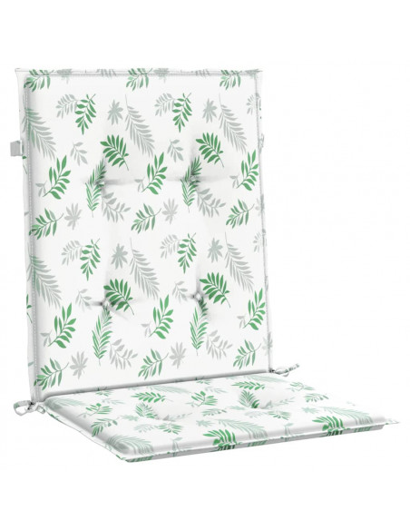 Cuscini per Sedia Schienale Basso 2 pz Motivo Foglie in Tessuto