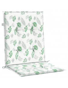 Cuscini per Sedia Schienale Basso 4 pz Motivo Foglie in Tessuto