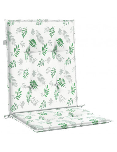 Cuscini per Sedia Schienale Basso 4 pz Motivo Foglie in Tessuto