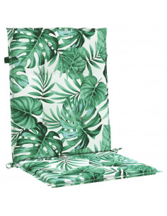 Cuscini per Sedia Schienale Basso 4 pz Motivo Foglie in Tessuto