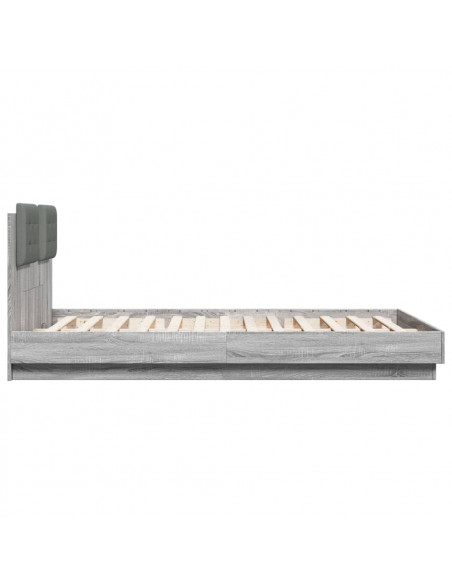 Giroletto con Testiera e LED Grigio Sonoma 120x200 cm