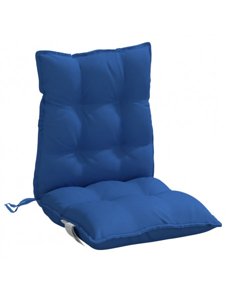 Cuscini Sedia con Schienale Basso 2 pz Blu Reale Tessuto Oxford