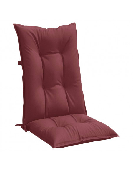 Cuscini Sedia Schiena Alta 2 Rosso Vino Mélange 120x50x7 cm