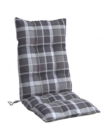 Cuscini Sedia Schienale Alto 2 pz Quadri Grigio Tessuto Oxford
