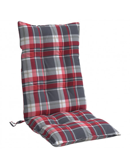 Cuscini Sedia Schienale Alto 2 pz Quadri Rosso Tessuto Oxford