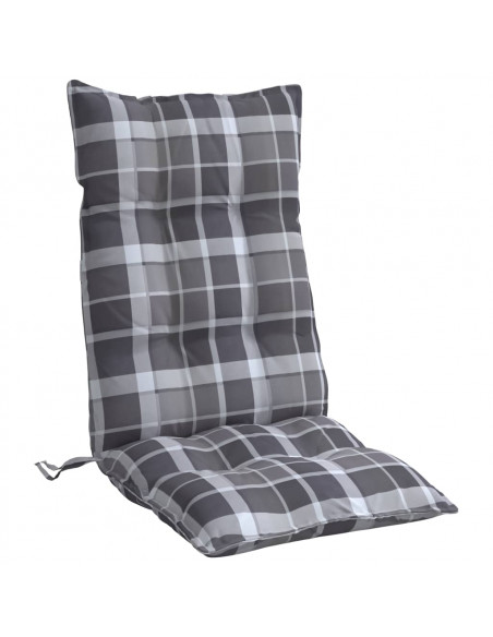 Cuscini Sedia Schienale Alto 4 pz Quadri Grigio Tessuto Oxford