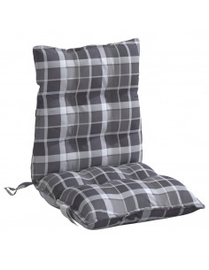 Cuscini Sedia Schienale Basso 2 pz Quadri Grigio Tessuto Oxford