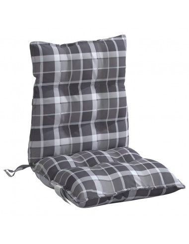 Cuscini Sedia Schienale Basso 4 pz Quadri Grigio Tessuto Oxford