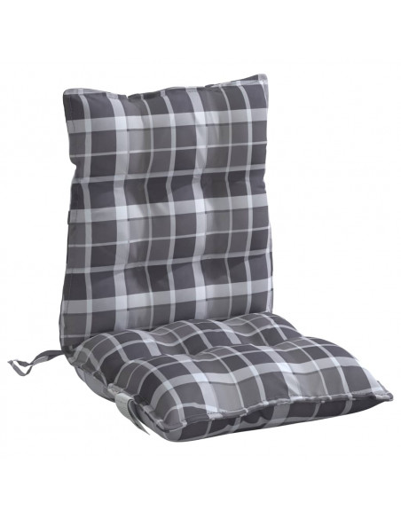 Cuscini Sedia Schienale Basso 4 pz Quadri Grigio Tessuto Oxford
