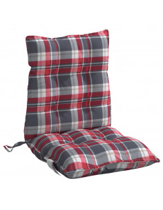 Cuscini Sedia Schienale Basso 4 pz Quadri Rosso Tessuto Oxford