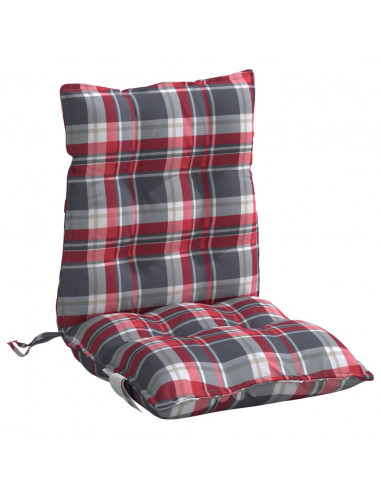 Cuscini Sedia Schienale Basso 4 pz Quadri Rosso Tessuto Oxford