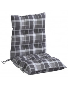 Cuscini Sedia Schienale Basso 6 pz Quadri Grigio Tessuto Oxford