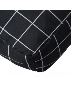 Cuscino Pallet Motivo a Quadri Nero 60x60x8 cm Tessuto Oxford