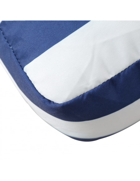 Cuscino Pallet Strisce Bianche e Blu 60x60x8 cm Tessuto Oxford