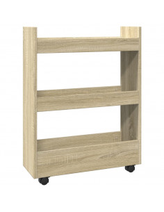 Carrello Stretto a 3 Livelli Rovere Sonoma in Truciolato 2