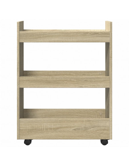 Carrello Stretto a 3 Livelli Rovere Sonoma in Truciolato