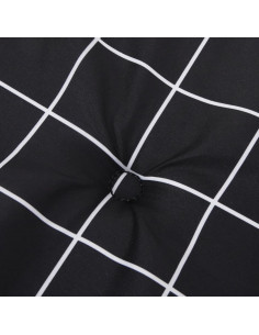 Cuscino Panca Giardino Motivo a Quadri Nero 200x50x3 cm Tessuto