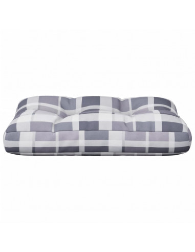 Cuscino per Pallet a Quadri Grigi 50x40x12 cm in Tessuto