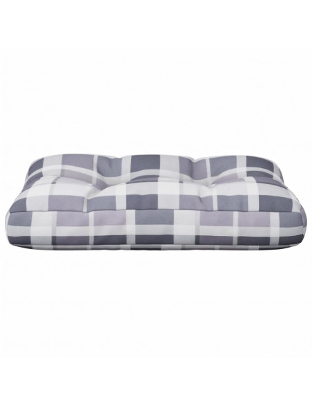 Cuscino per Pallet a Quadri Grigi 50x40x12 cm in Tessuto