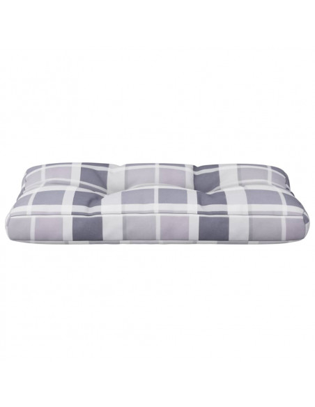 Cuscino per Pallet a Quadri Grigi 70x40x12 cm in Tessuto