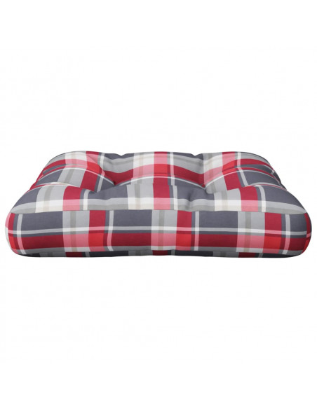 Cuscino per Pallet a Quadri Rosso 58x58x10 cm in Tessuto