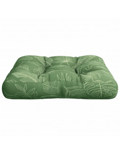Cuscino per Pallet Motivo a Foglie 58x58x10cm in Tessuto Oxford