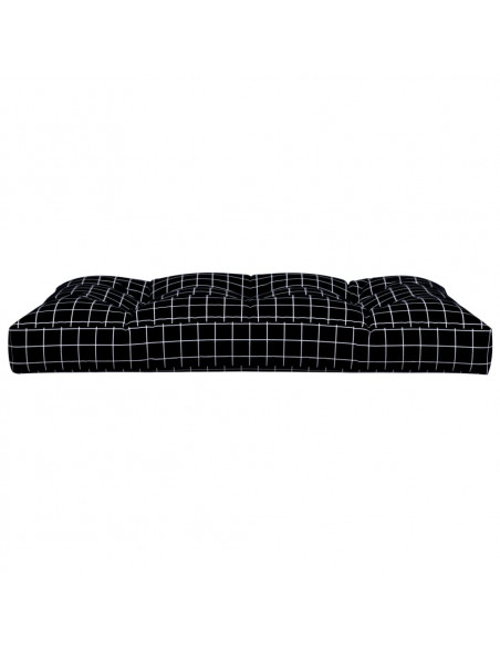 Cuscino per Pallet Motivo a Quadri Nero 120x80x12 cm in Tessuto