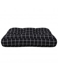 Cuscino per Pallet Motivo a Quadri Nero 50x50x12 cm in Tessuto