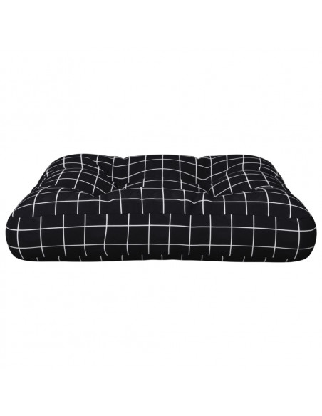 Cuscino per Pallet Motivo a Quadri Nero 50x50x12 cm in Tessuto
