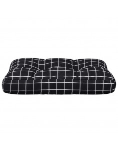 Cuscino per Pallet Motivo a Quadri Nero 60x40x12 cm in Tessuto