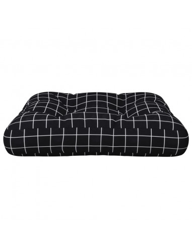 Cuscino per Pallet Motivo a Quadri Nero 60x60x12 cm in Tessuto