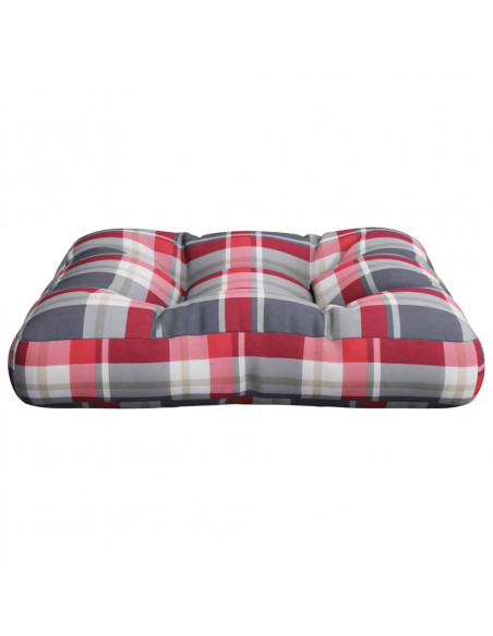 Cuscino per Pallet Motivo a Quadri Rossi 60x60x12 cm in Tessuto