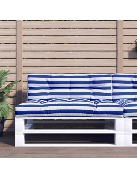 Cuscino per Pallet Strisce Bianche e Blu 120x40x12cm Tessuto