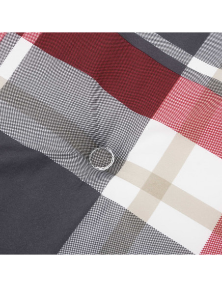 Cuscino per Panca a Quadri Rossi 100x50x3 cm Tessuto Oxford