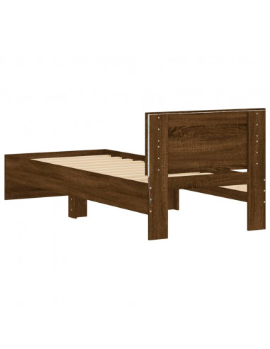 Giroletto con Testiera e LED Rovere Marrone 90x190 cm