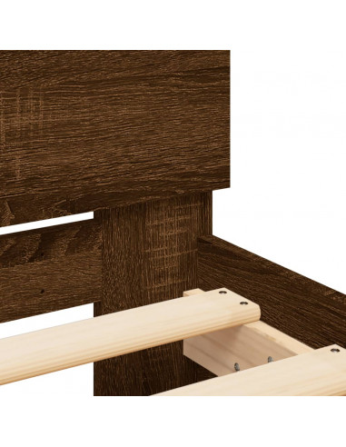 Giroletto con Testiera e LED Rovere Marrone 90x190 cm