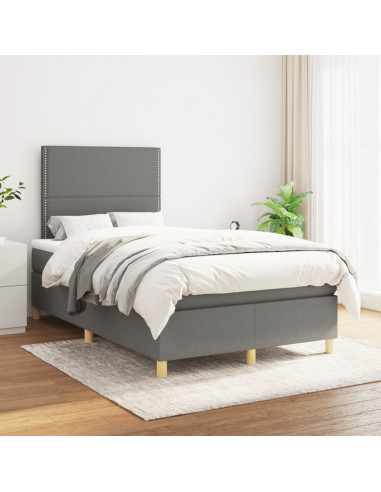 Giroletto a Molle con Materasso Grigio Scuro 120x190cm Tessuto