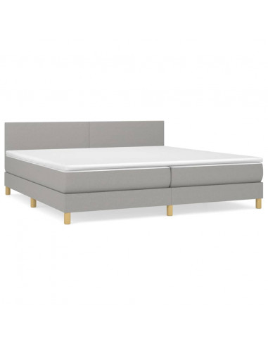 Giroletto a Molle con Materasso Grigio Chiaro 200x200cm Tessuto