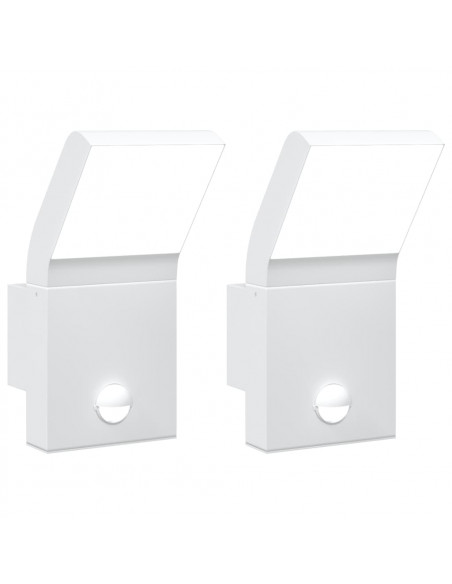 Applique con LED e Sensore 2 pz Bianche in Alluminio Pressofuso