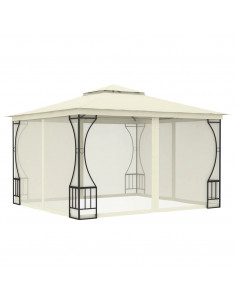 Gazebo con Rete 300x300x265 cm Crema 2