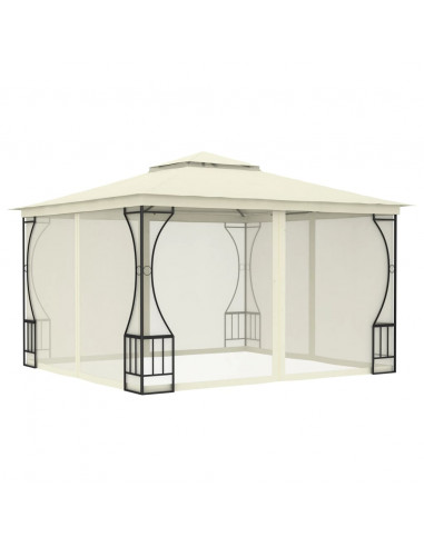 Gazebo con Rete 300x300x265 cm Crema