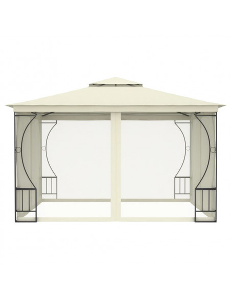 Gazebo con Rete 300x300x265 cm Crema