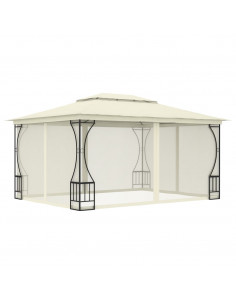 Gazebo con Rete 300x400x265 cm Crema 2